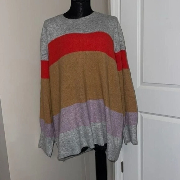 LOFT Plus Soft Pullover Color Block Sweater Size 24/26 ❤️ - Picture 3 of 10